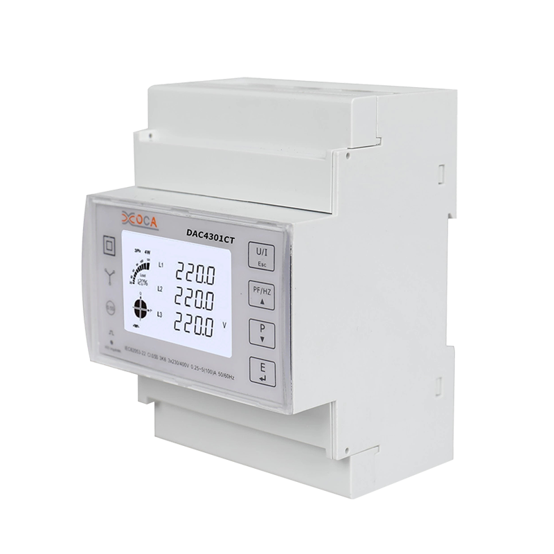 Trojfázový predplatený inteligentný multimeter CT na DIN lištu Dac4301CT